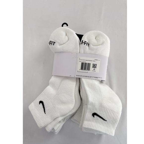 Nike Everyday Plus Cotton Crew Socks 6 Pair Mens 8-12 White New Womens 10-13 - Picture 2 of 6